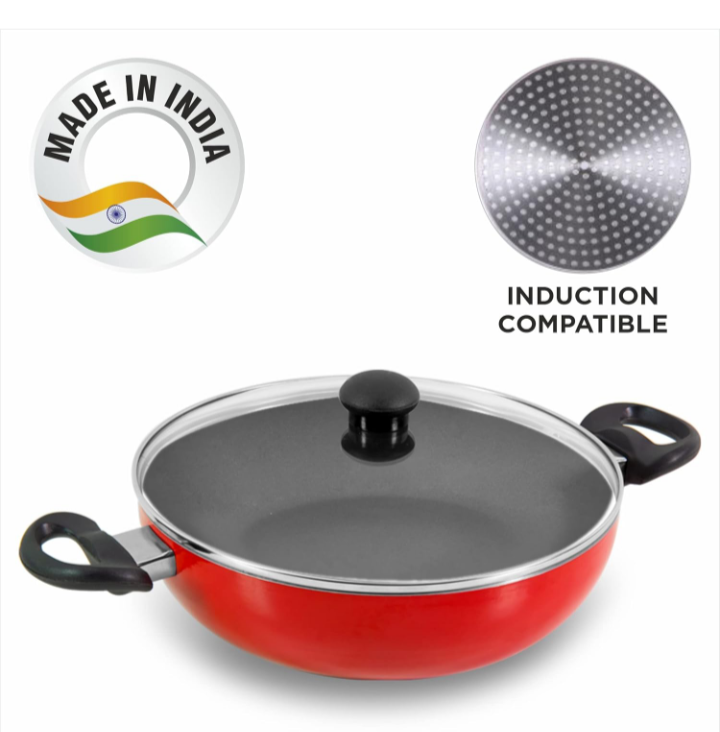 Butterfly Rapid Non Stick Kadai with Glass Lid | 2.4 Litre | 240 MM | Induction Base