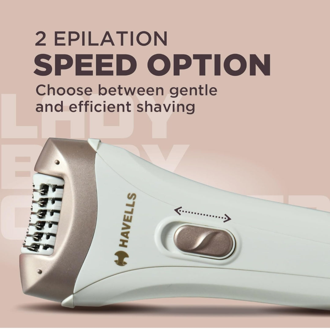 Havells FD5051 Epilator, Hair Removal for Women, Wet & Dry, Cordless, Rechargeable (White)