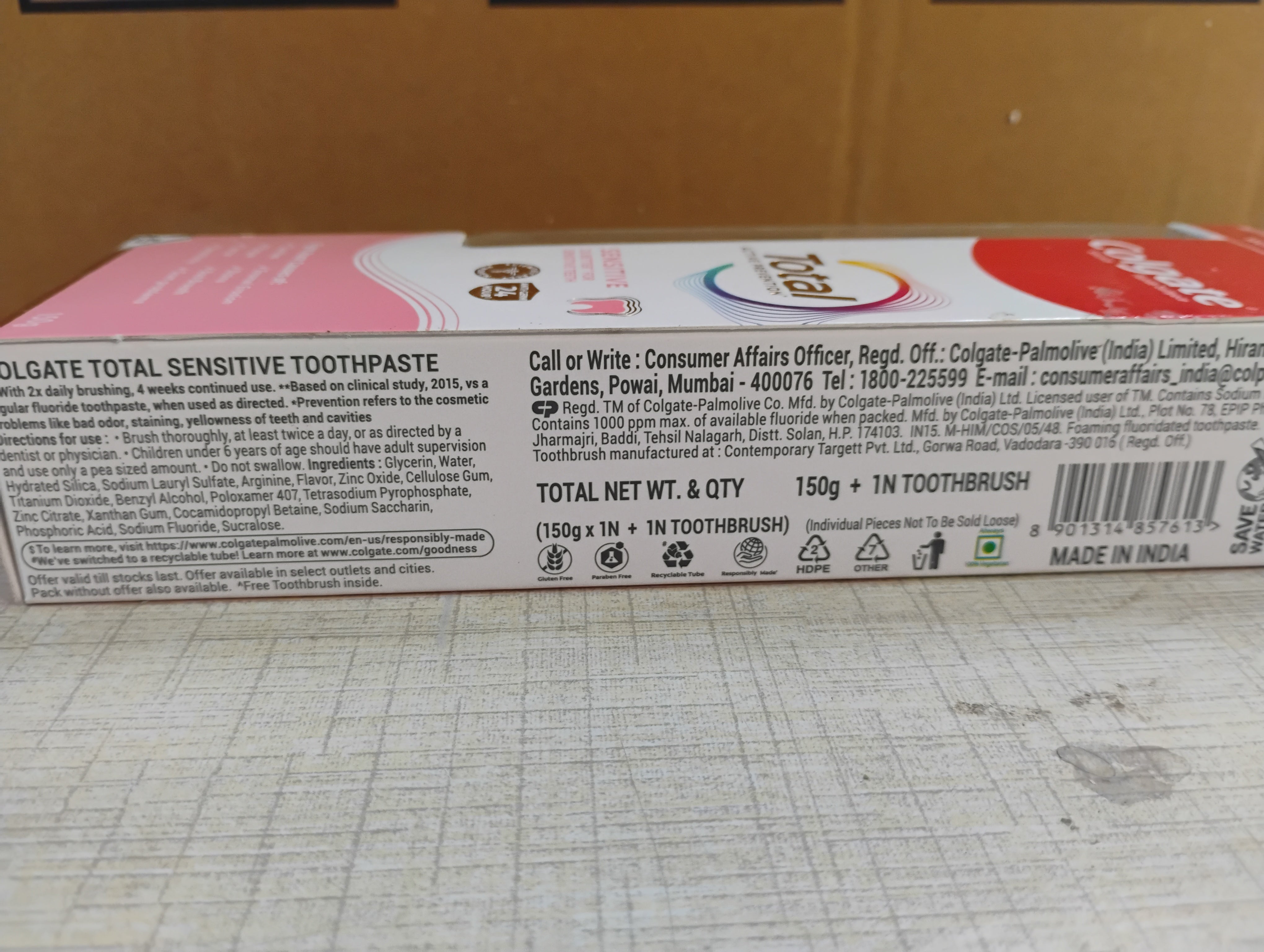 COLGATE TOTAL ACTIVE PREVENTION SENSITIVE MRP 190/-