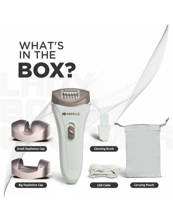 Havells FD5051 Epilator, Hair Removal for Women, Wet & Dry, Cordless, Rechargeable (White)
