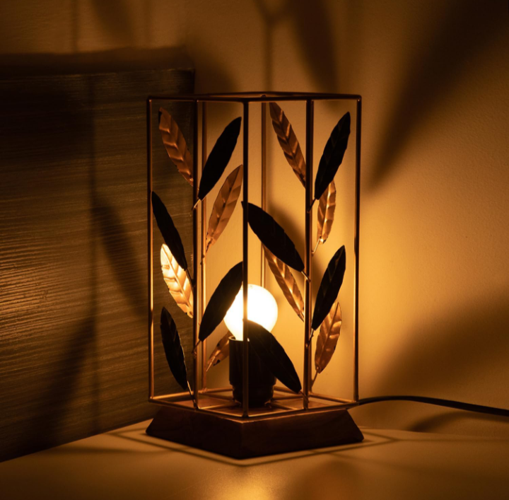'Lush Foliage' Iron & Wooden Table Lamp