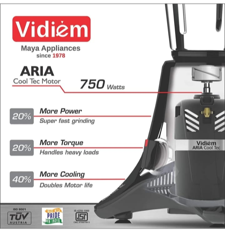 VEDIEM V STAR MIXER GRINDER ( 750 W )( V STAR CHROME)( BLACK )