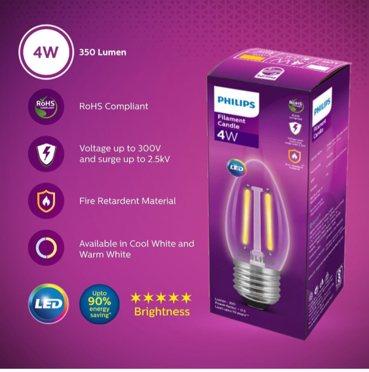 PHILIPS Filament Candle LED Bulb