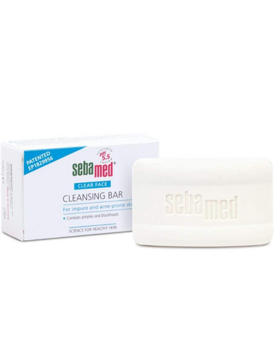 SebaMed Clear Face Cleansing Bar, Ph5.5, Reduces Pimples & Blackheads, Gentle & Deep Pore Cleansing, Ideal For Normal, Dry And Oily Skin, Sls & Parabens L Dermatologically, 100 Gm