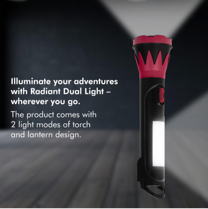 wipro Radiant Dual Light LED Torch, Black