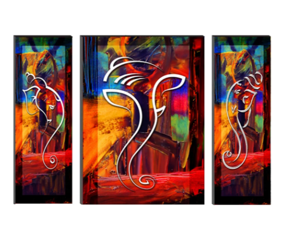 MDF Lord Ganesha Satin Painting