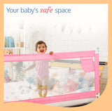 LuvLap Comfy Baby Bed Rail Guard for Baby (6 ft x 2.3 ft), 180cmx72cm, Bed rails for baby & Toddler safety, Portable baby bed fence, Adjustable Height, Single side bed rail for baby, printed Pink