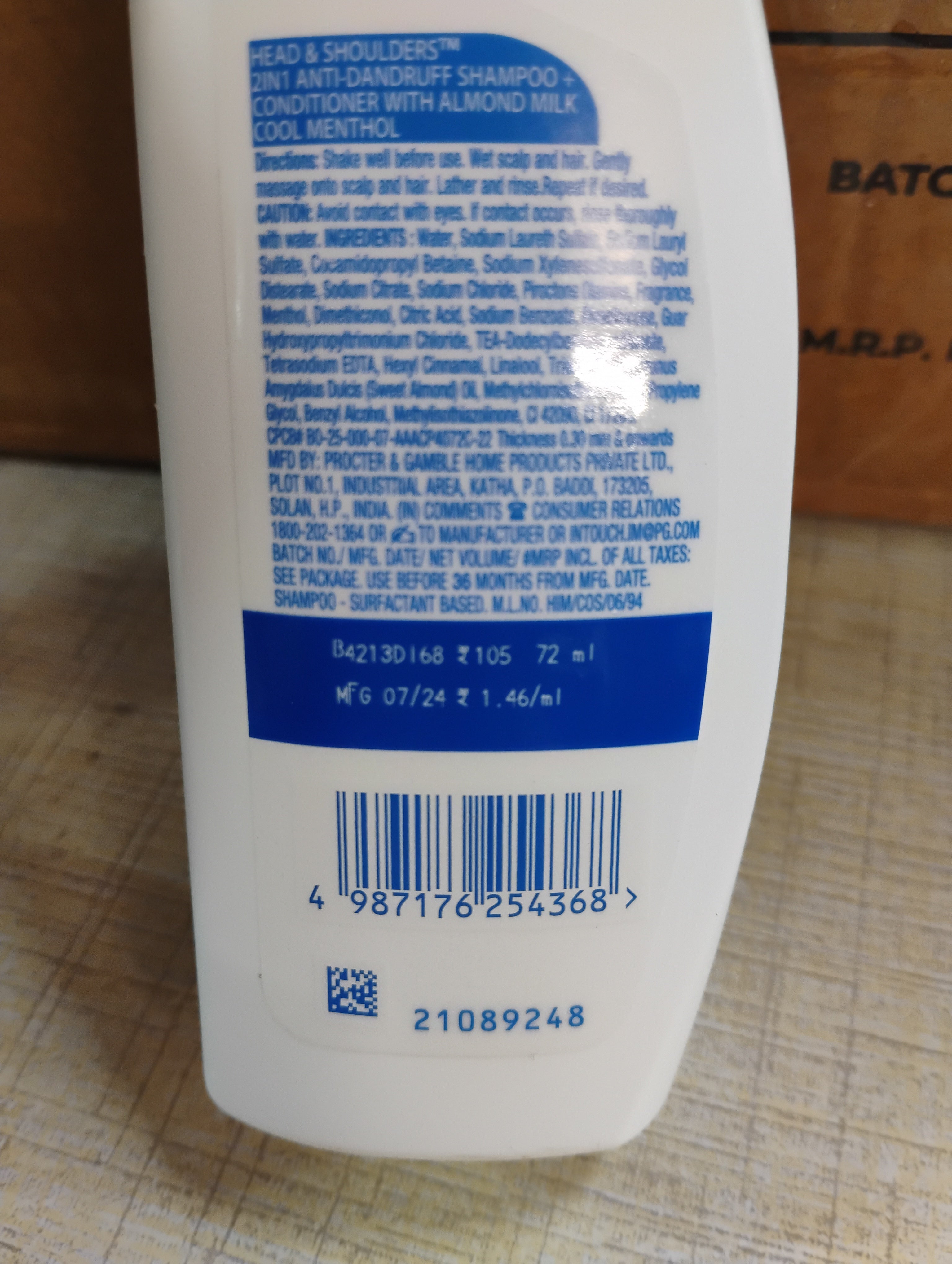 HEAD & SHOULDER 2IN1 ANTI DANDRUFF SHAMPOO 72ML MRP 105/-