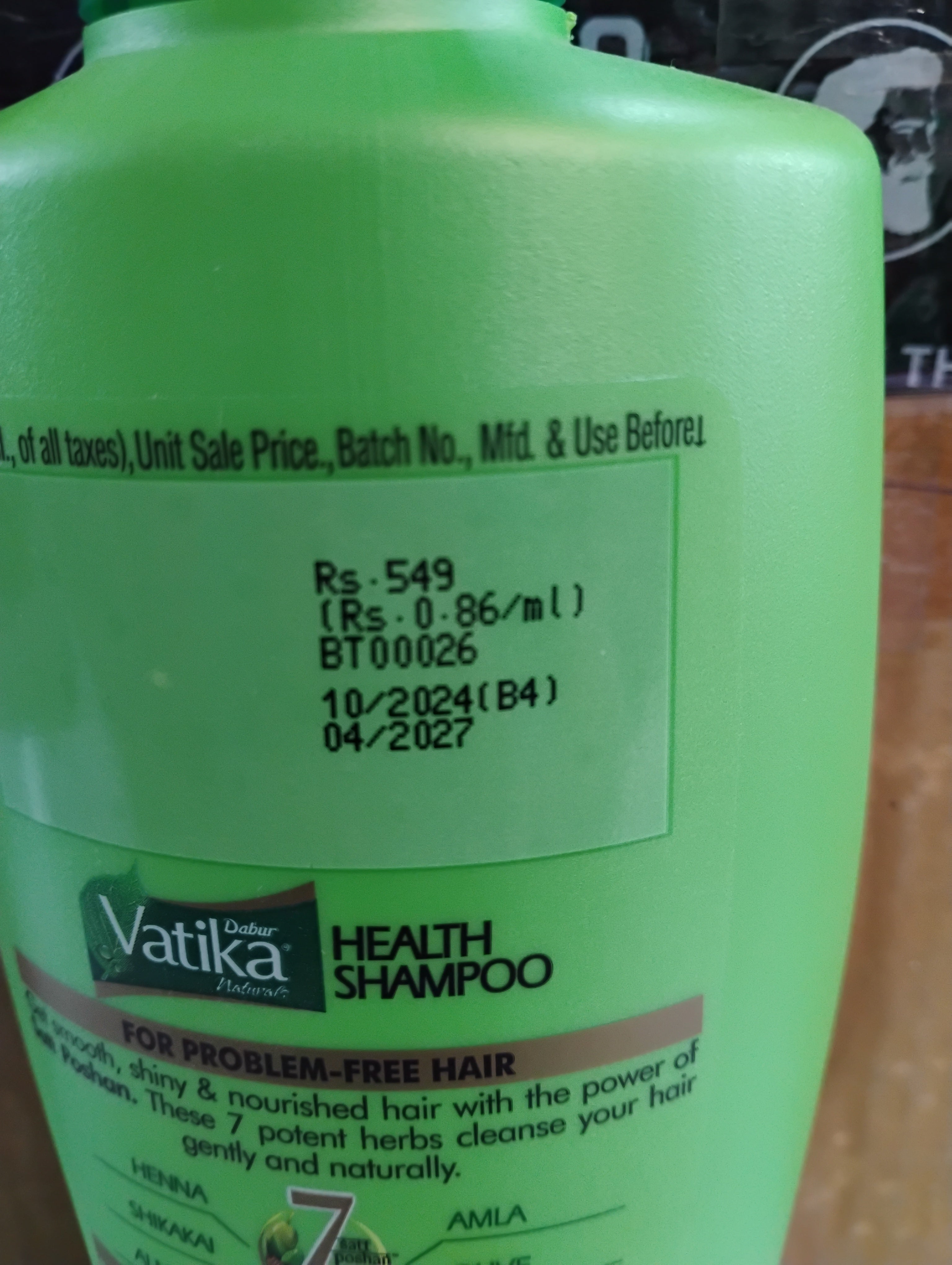 DABUR VATIKA SHAMPOO 640ml MRP 549/-