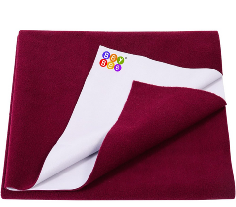 BeyBee Waterproof Quick Dry Sheet for Baby| Bed Pad Anti-Piling Fleece Extra Absorbent Washable Matress Protector| Baby Bed Protector Sheet for Toddler Children, X-Large Size, 200 x 140cm, Maroon