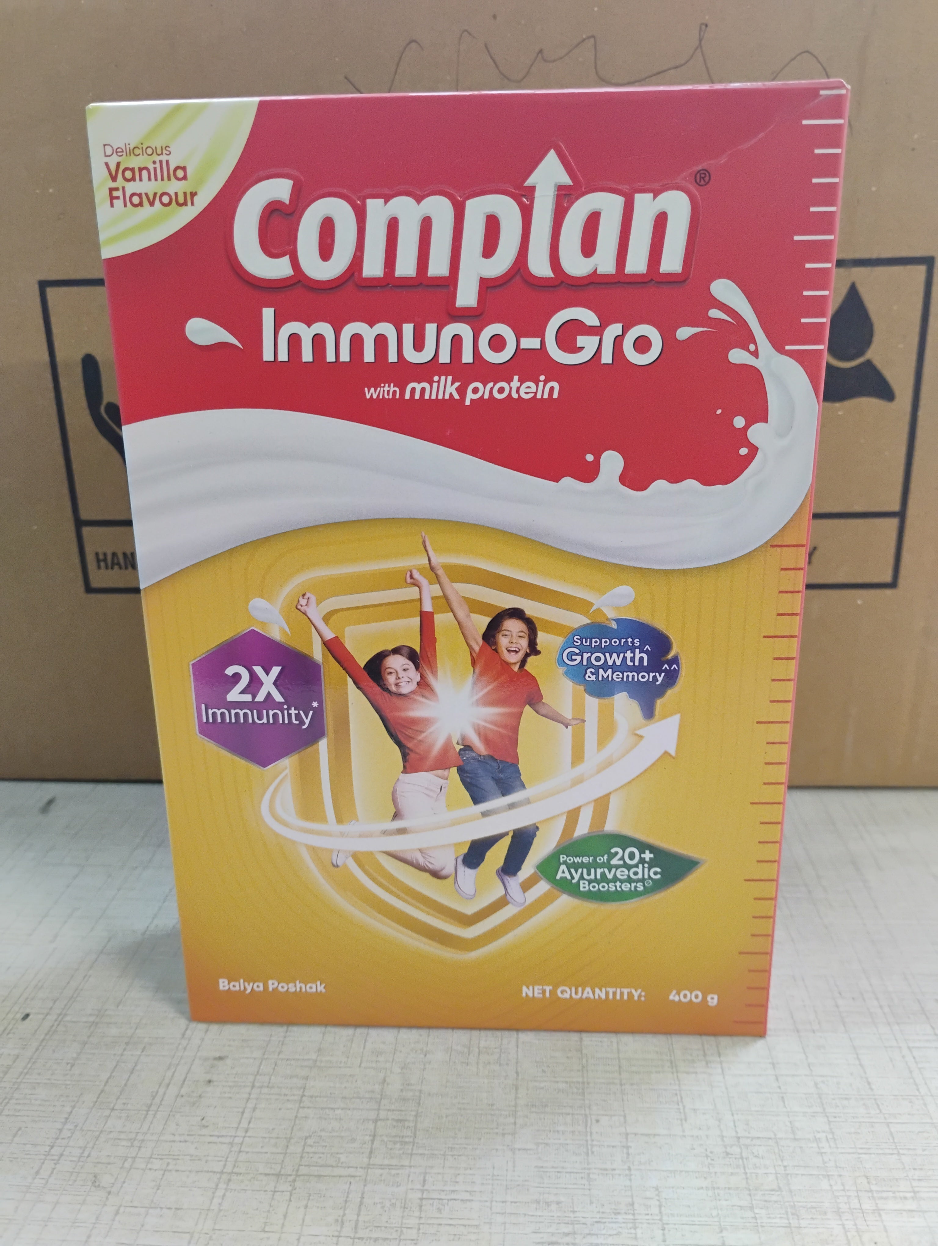 COMPLAN IMMUNO-GRO MILK PROTEIN VANILLA 400GMS REFILL MRP 279/-