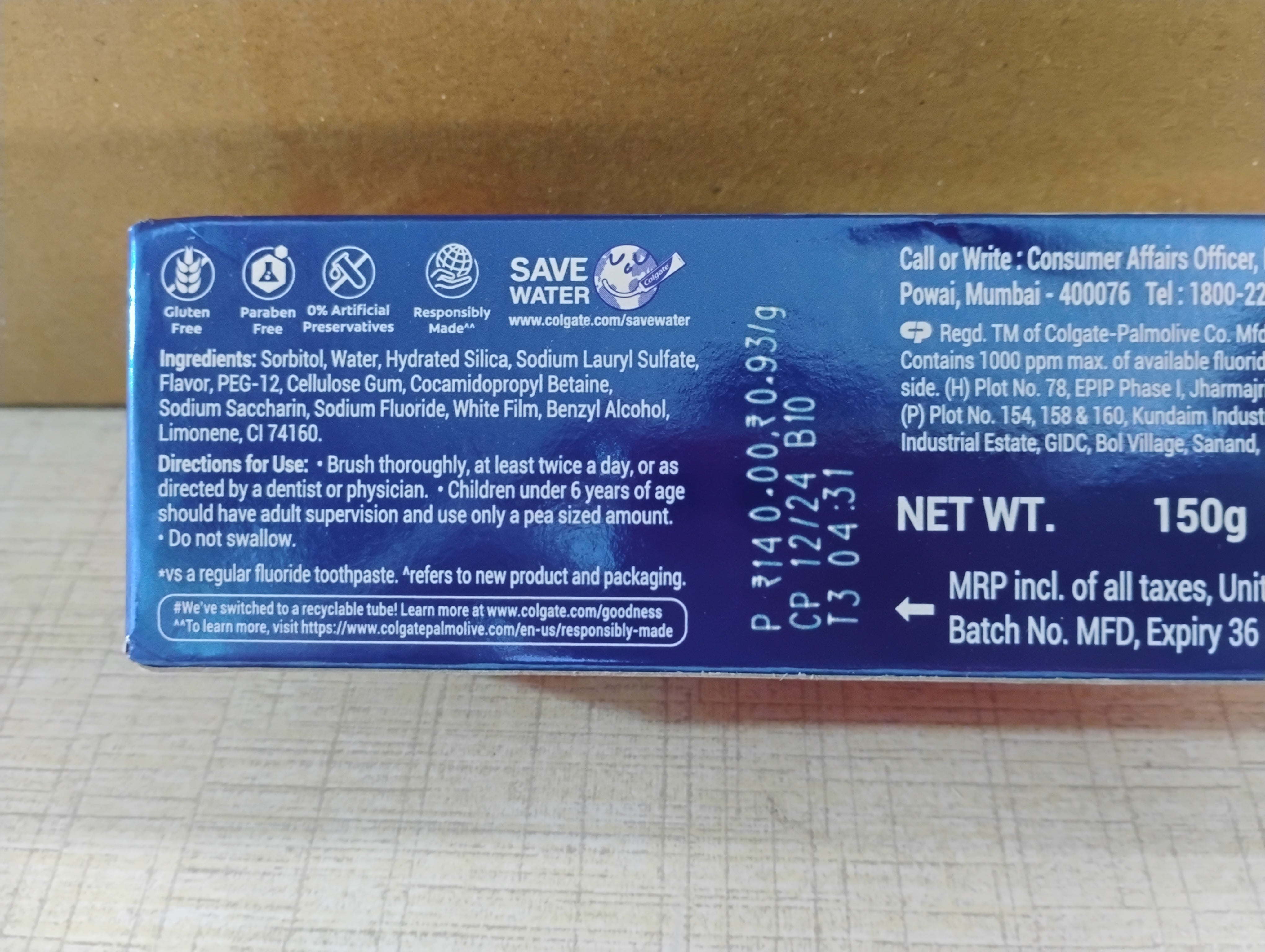 COLGATE MAX FRESH PASTE 150GMS MRP 140/-